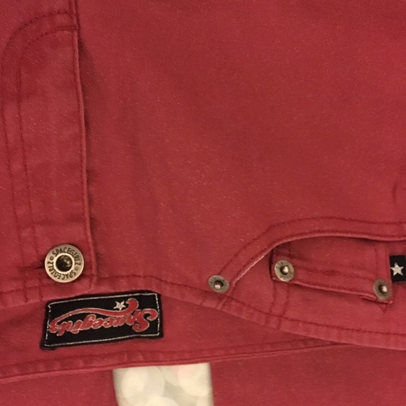 Stretch Red slim fit glitter straight leg pants - Picture 3 of 6